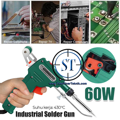 Solder Iron Automatic Tin Gun 60W Soldering Patri Include Tempat Timah Otomatis On Off Electric Wire