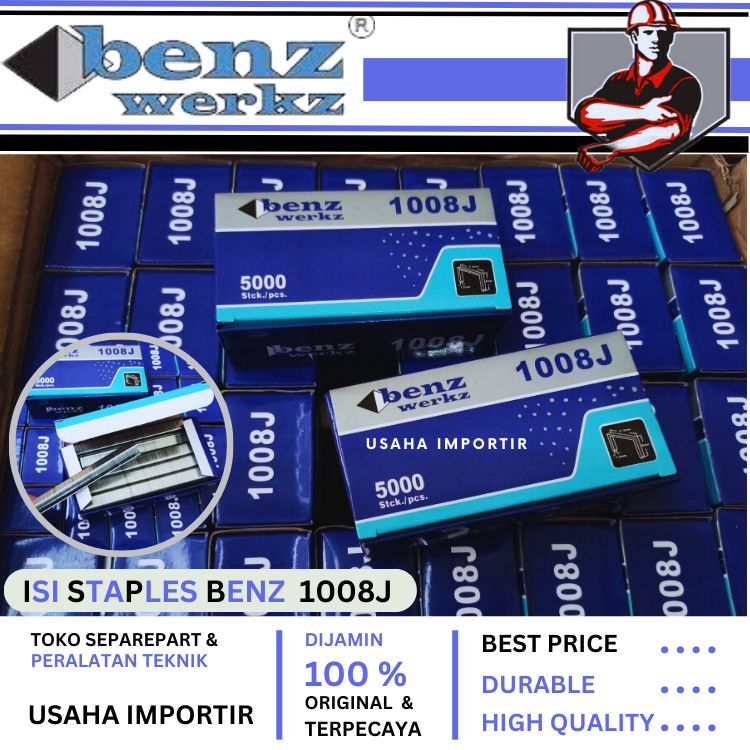 

Jual Isi Steples 1008J benz werkz Original Berkualitas Staples Paku Tembak U Angin 5000 pcs Promo Murah Termurah Refill Mata