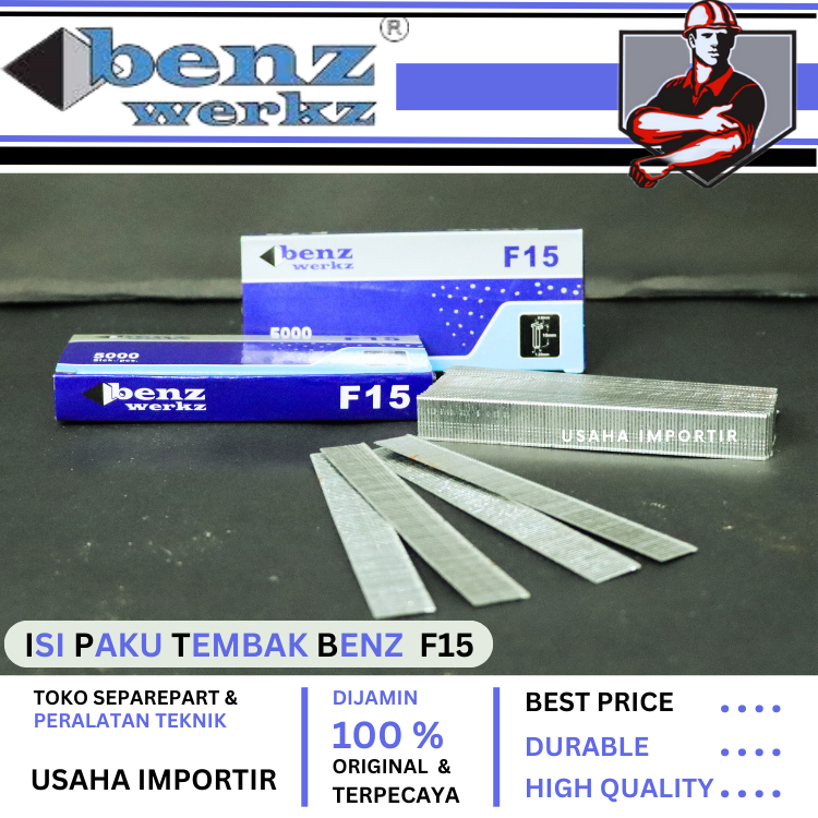 

Jual Benz Isi Staples paku tembak angin F15 F 15 MO finish nail 5000 biji Original Berkualitas Termurah Paku Tecker @UsahaImportir