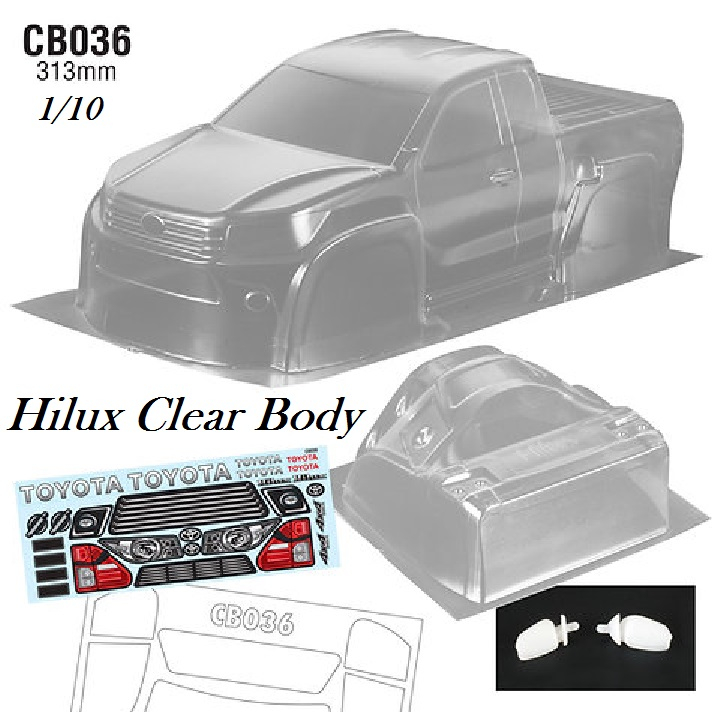 Clear Body Shell Toyota Hilux 313mm 1/10 Rc Axial SCX10 II TRX4 RC4WD