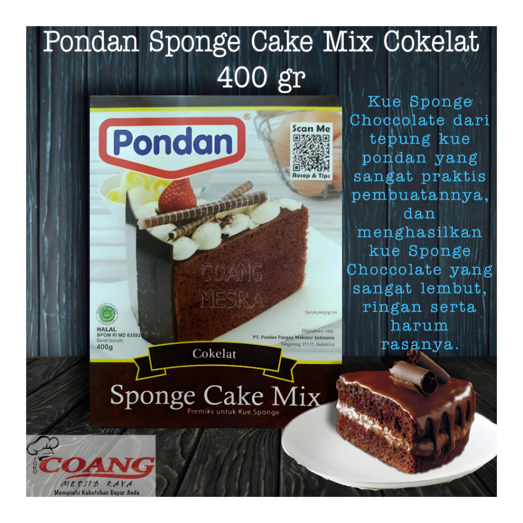 

PONDAN SPONGE CAKE MIX COKLAT 400 GR