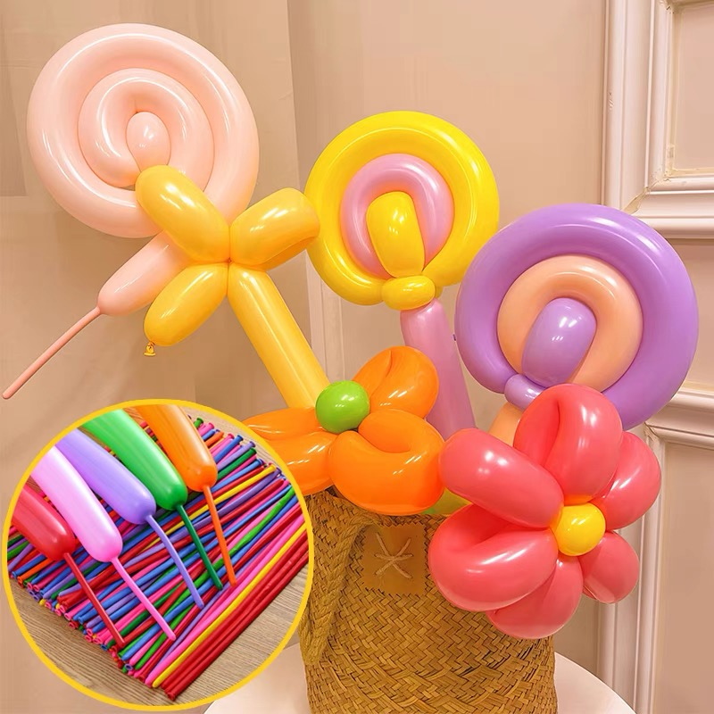 DINOSO Balon Latex Twist Pentil Macaron Balon Panjang Pastel Isi 1 Pcs