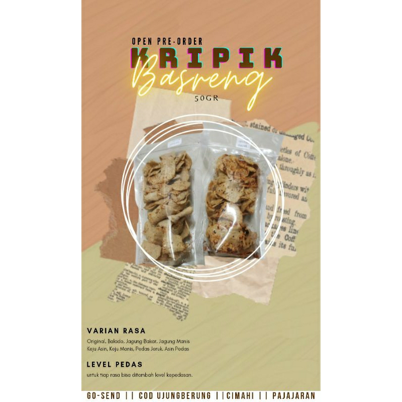 

KRIPIK BASRENG BUMBU KERING PEDAS 50GR MIX BUMBU BANDUNG