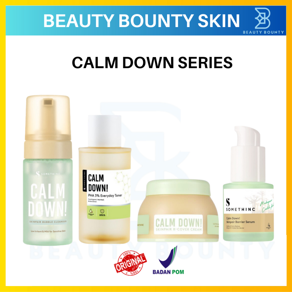 SOMETHINC Calm Down Series (Calm Down! Bubble Cleanser, Calm Down! Toner, Calm Down! Serum, Calm Dow