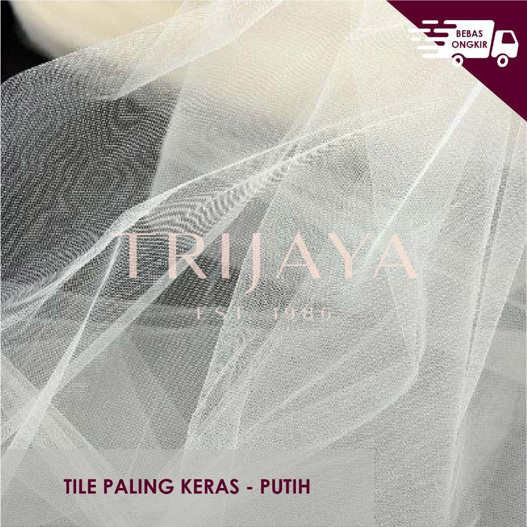 Kain Tile Keras Tile Kaku Tile Kasar Tulle Hard Mesh Polos - Putih (Per Meter) - Trijaya