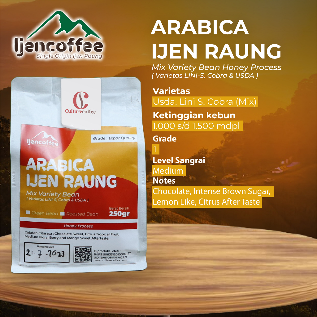 

biji kopi arabica 250gr bubuk halus / kopi arabica bubuk halus honey proses Grade A - Ijen Coffee