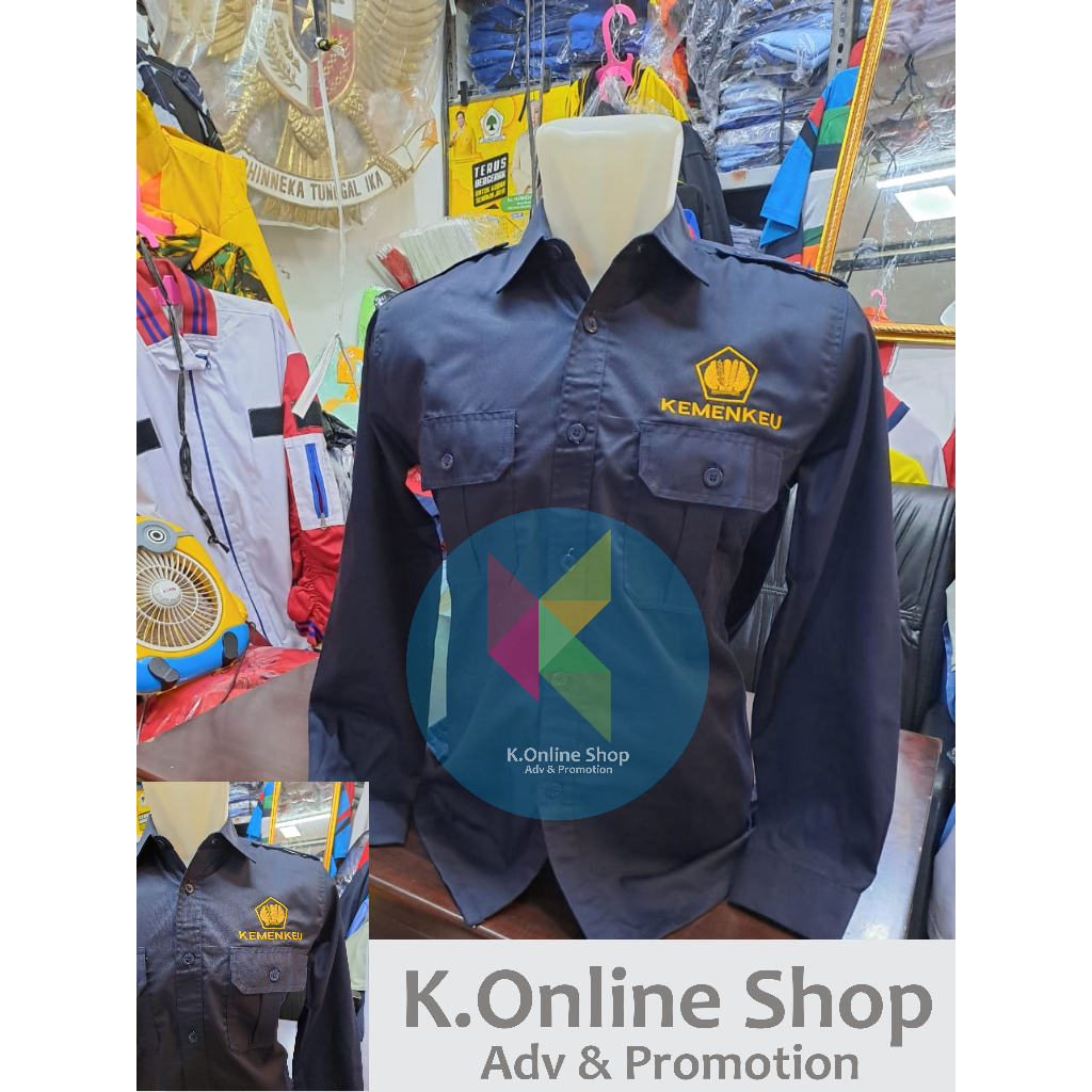 kemeja kemenkeu seragam kemenkeu baju kemenkeu kantong 2 lengan panjang