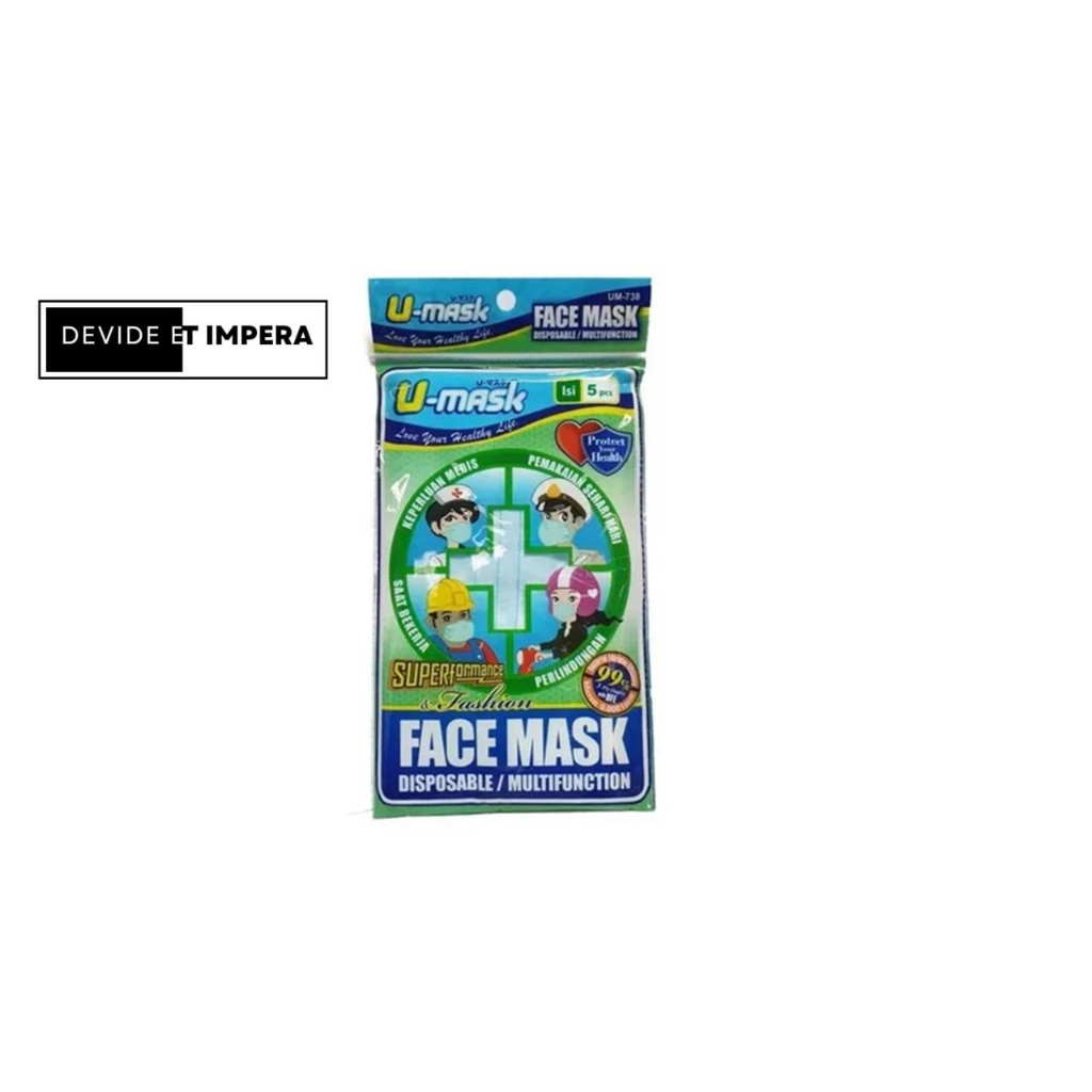 Masker Fit U Mask / Fit-u- Mask Earloop [ Isi 5 Pcs ]