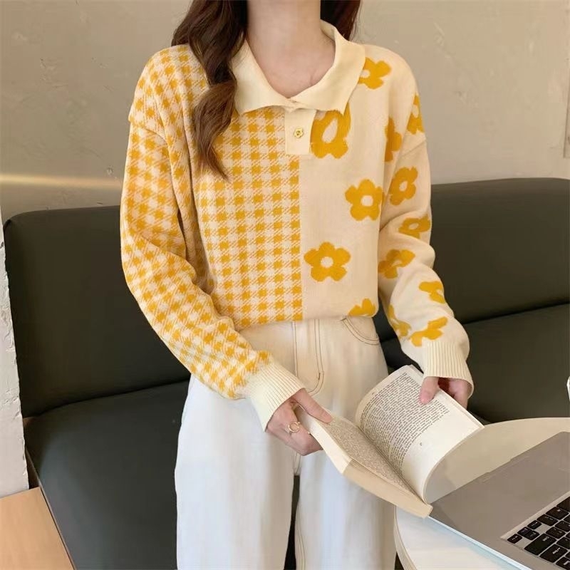 𝐍𝐚𝐫𝐚 [Dessy] Polo Sweater Korea | Baju Oversize | Sweater ala Korea | Baju Wanita
