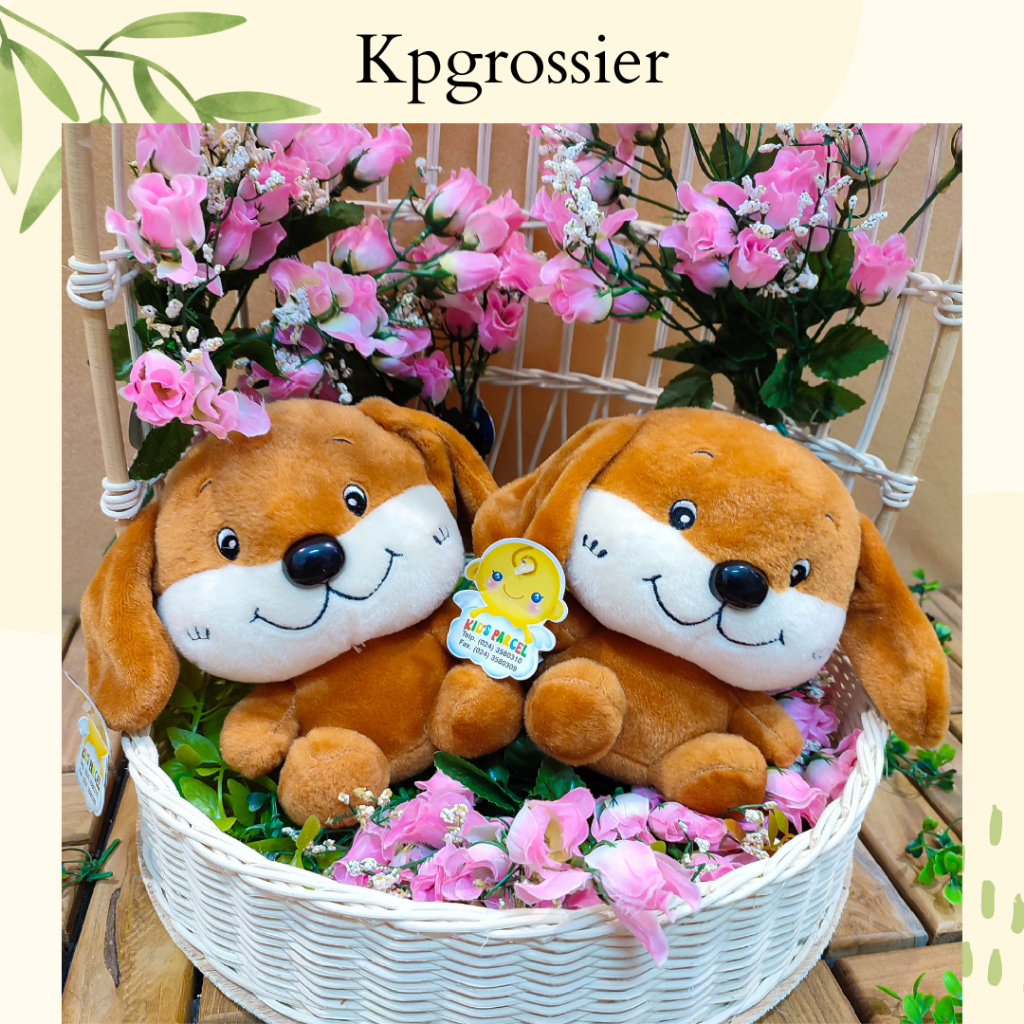 Boneka Anjing Kecil Coklat Lucu Telinga Panjang 16 cm