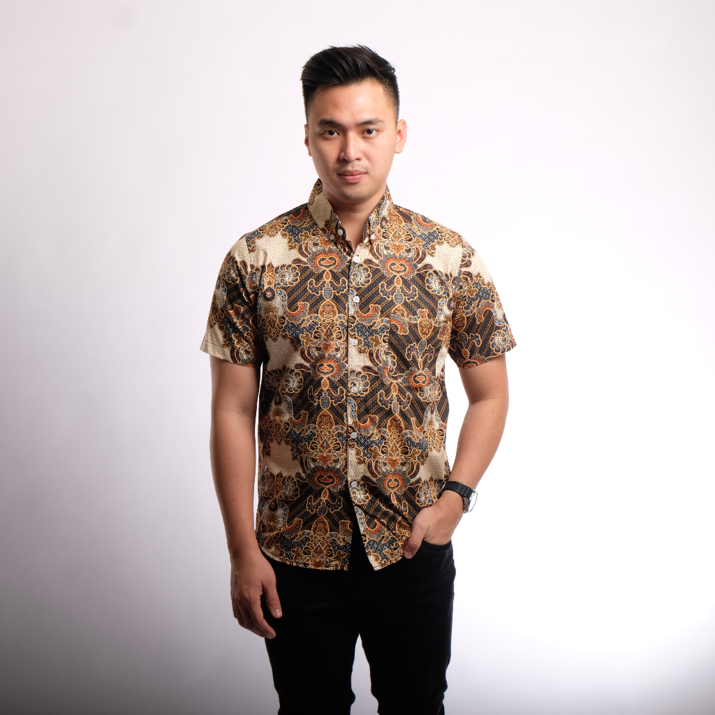 KYBOST VERTUCCI Kemeja Batik Pria Katun Premium Lengan Pendek Slimfit BTK047