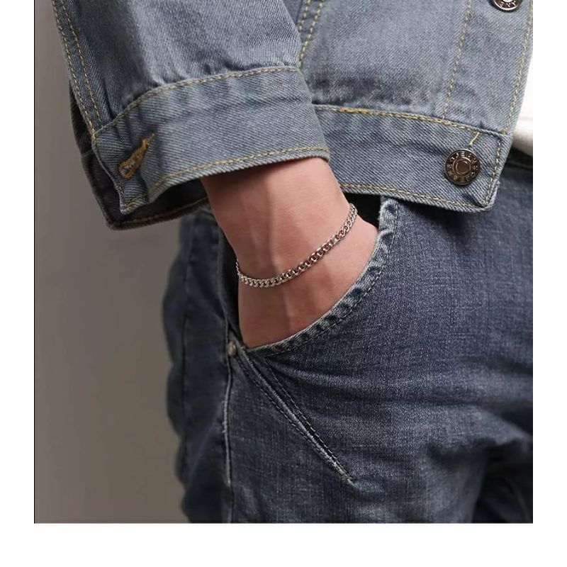 COD-GELANG KUBA RANTAI TITANIUM PRIA/WANITA 3.5MM TERMURAH