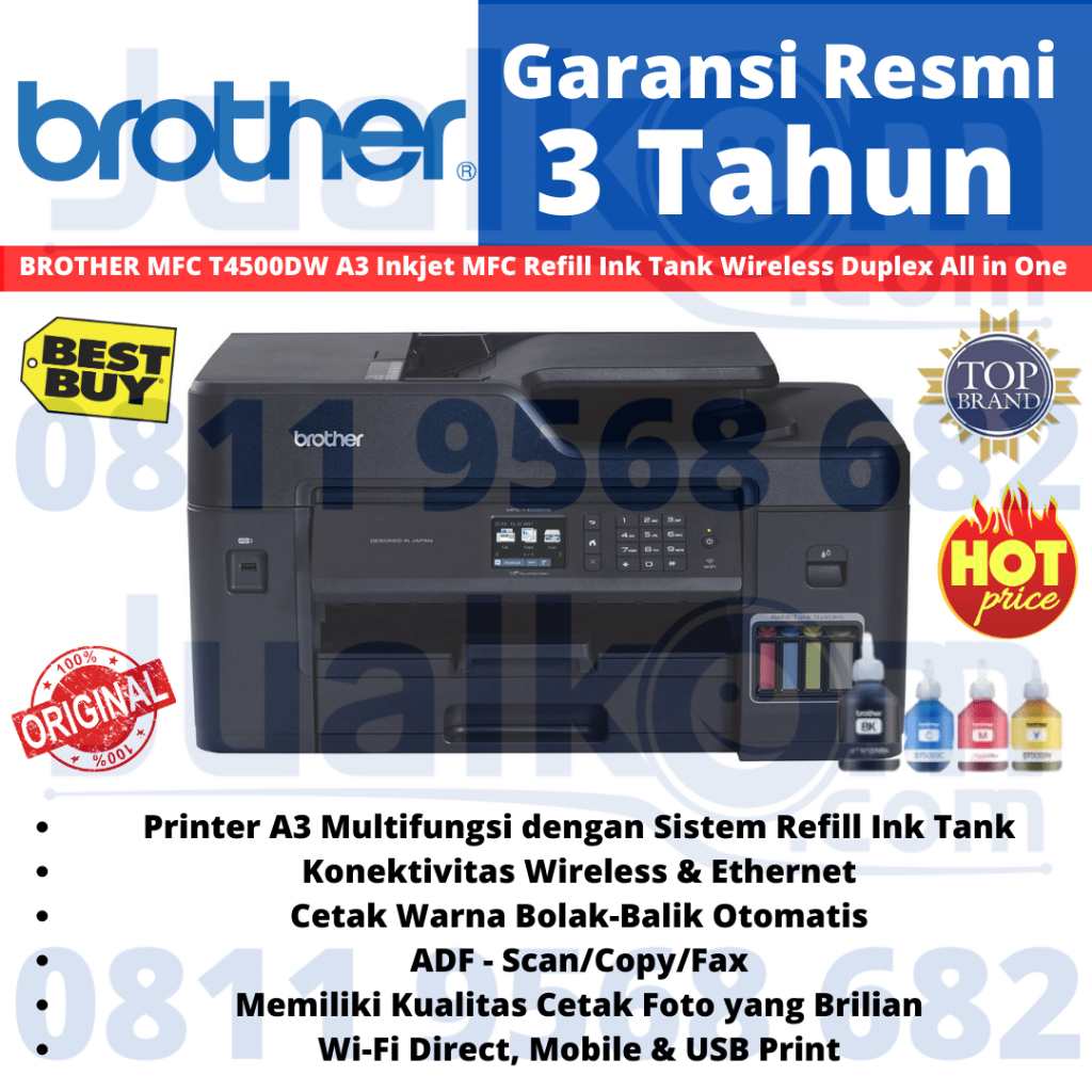 Printer Brother MFC T4500DW Inkjet Printer A3 Wireless Duplex With ADF