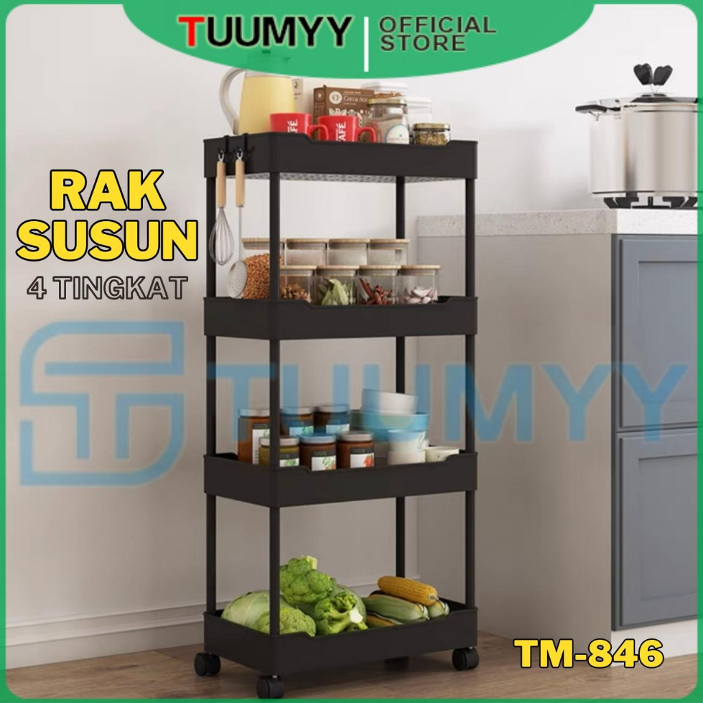 RAK DAPUR / RAK KAMAR MANDI PLASTIK SERBAGUNA ADA RODA TERSEDIA 3 SUSUN, 4 SUSUN, 5 SUSUN TM-845 / T