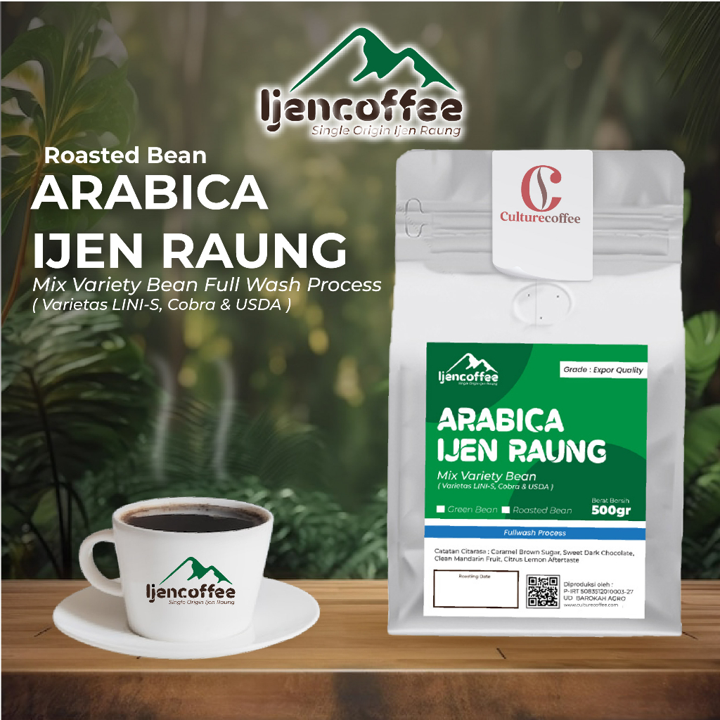 

biji kopi arabica 500gr bubuk halus / kopi arabica bubuk halus fullwash proses Grade A - Ijen Coffee