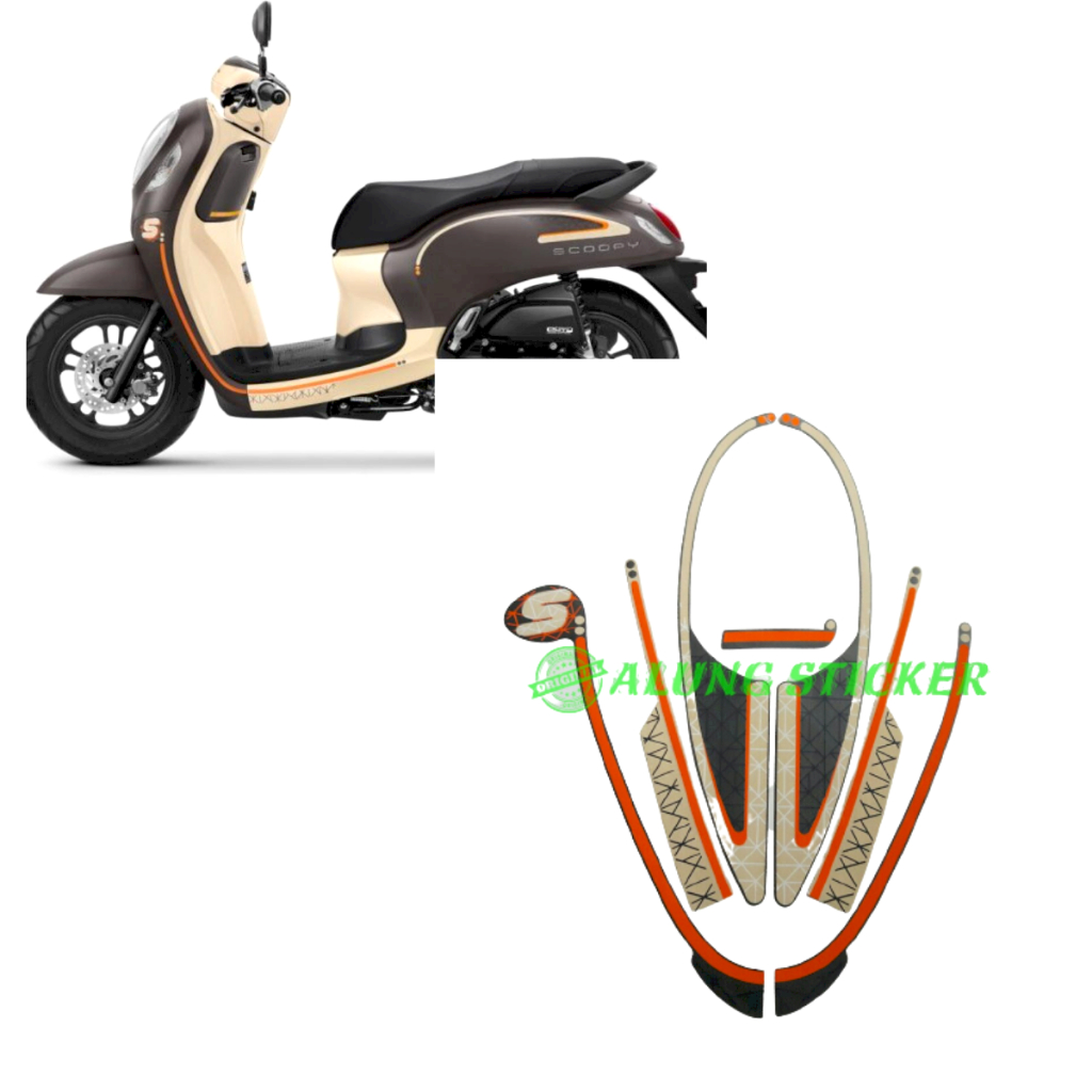 STIKER STRIPING LIS LES BODY MOTOR SCOOPY FASHION 2022 MATTE BROWN