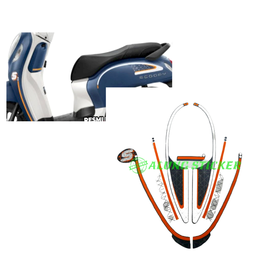 STIKER STRIPING LIS LES BODY MOTOR SCOOPY FASHION 2022 MATTE BLUE