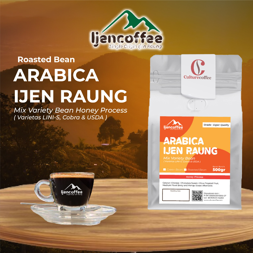 

biji kopi arabica 500gr bubuk halus / kopi arabica bubuk halus honey proses Grade A - Ijen Coffee
