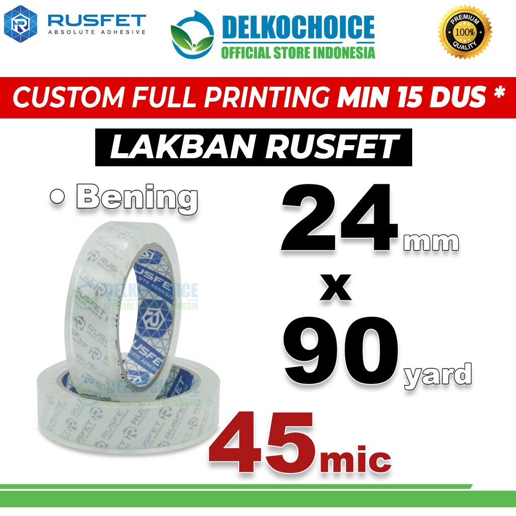 

Lakban 24mm x 90yard Plakban Isolasi RUSFET OPP Tape PREMIUM TERMURAH / SATUAN