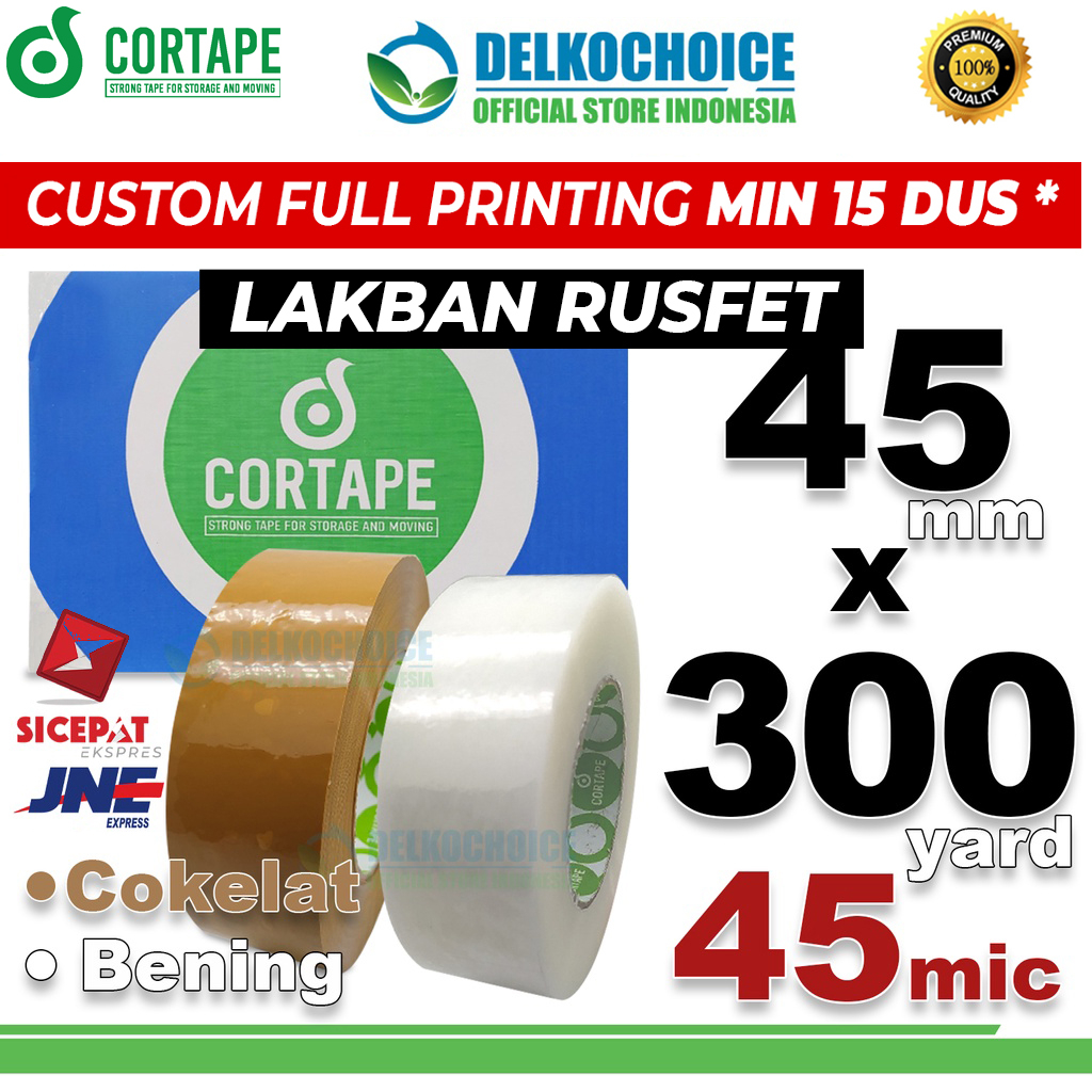 

Lakban 45mm x 300yard CORTAPE Plakban Isolasi OPP Tape PREMIUM / DUS KARGO