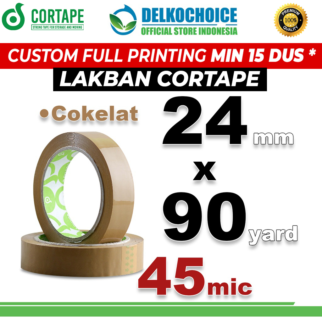 

Lakban 24mm x 90yard CORTAPE COKLAT Plakban Isolasi OPP Tape / SATUAN
