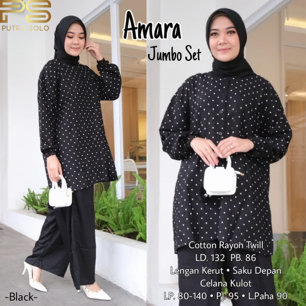Amara Setelan Jumbo Baju Wanita Cotton Rayon Twill LD 132 LP 80-140 By Putra Solo