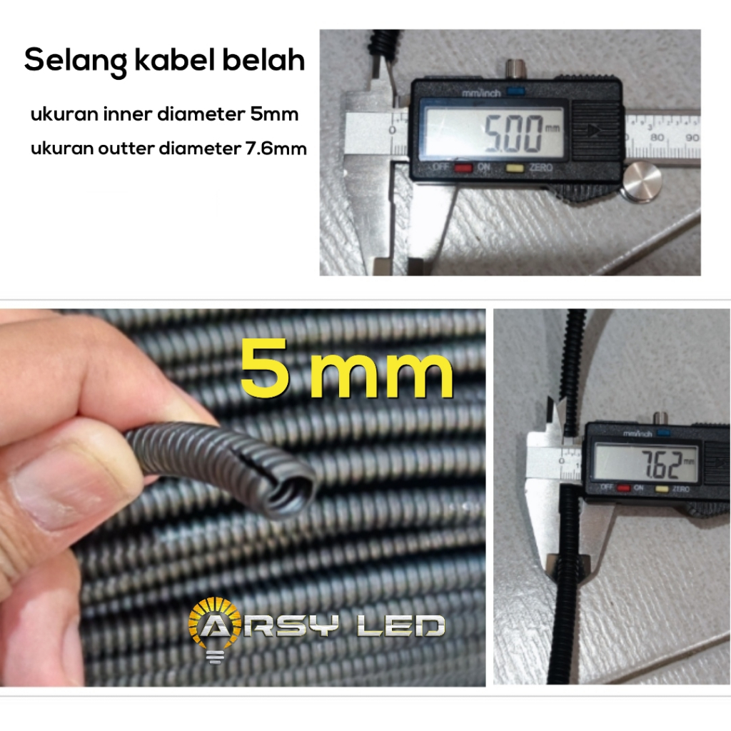 Selang Kabel 5mm 7mm 10mm Pelindung conduit selongsong belah fleksibel