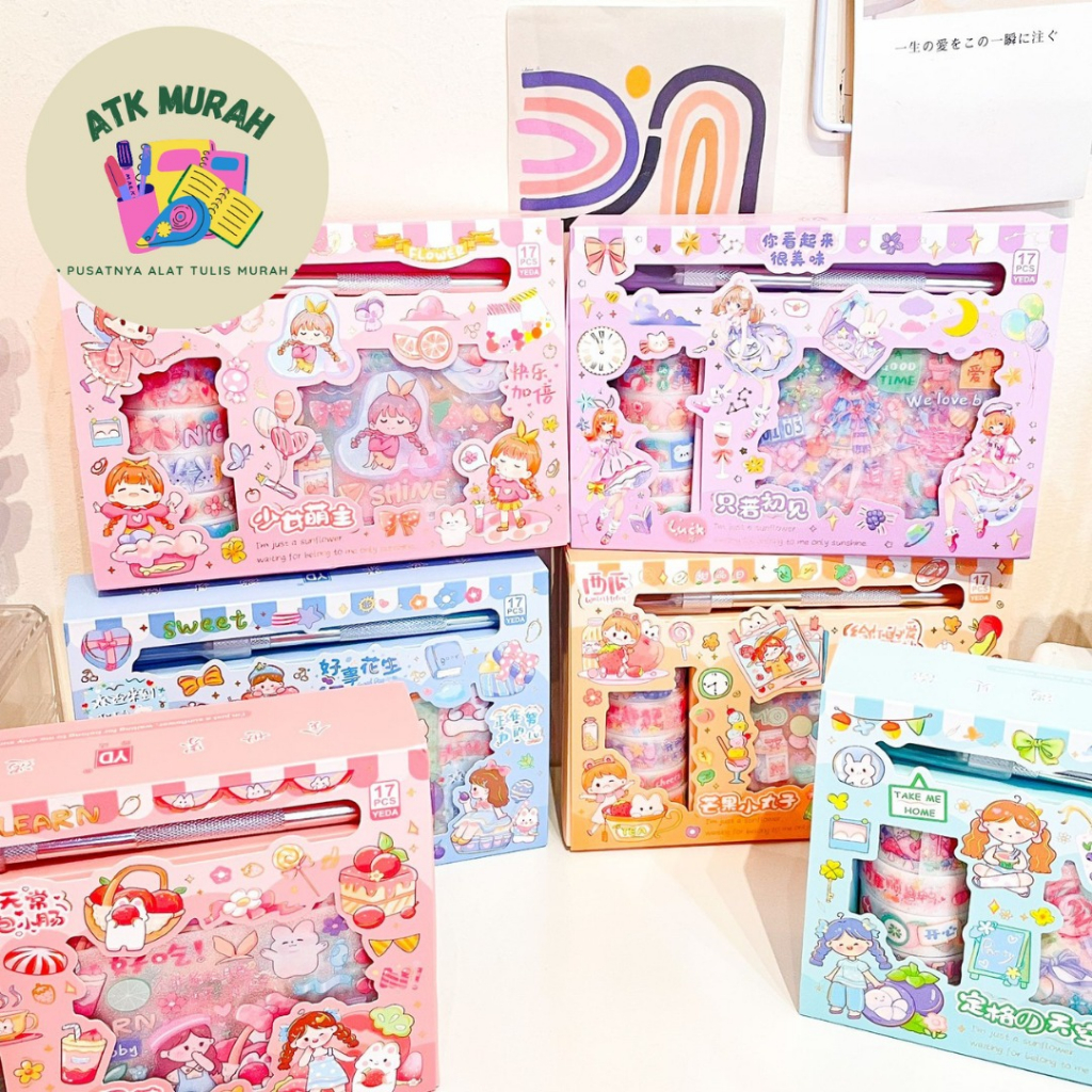 

STIKER YD-17KD PAKET STIKER LENGKAP 6 WASHI TAPE | PISAU STIKER | 12 LEMBAR STIKER MASU MOMO