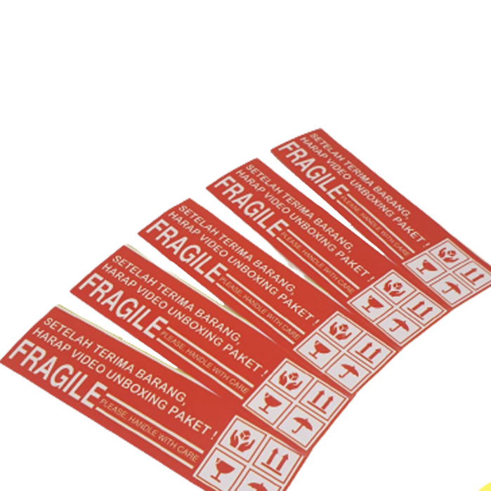 

(1 Pak Isi 500pcs) Kertas Fragile, tempelan wajib vidio unboxing, barang mudah pecah/hati-hati
