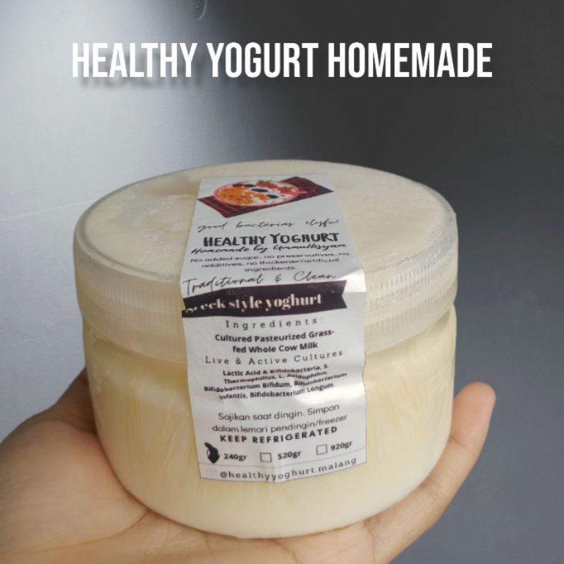Greek Yogurt Plain dan Vanilla Grassfed 240 gr Halal MUI Healthy Yoghurt Sehat Tanpa Pengawet Cocok 