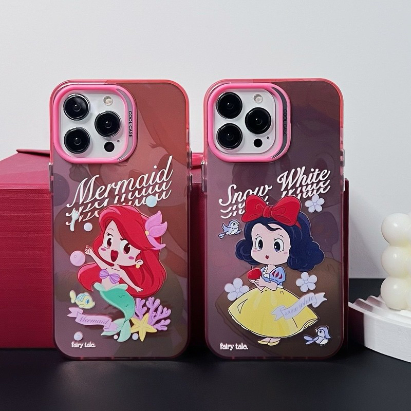 CASE IPHONE DESAIN KARTUN MERMAID SNOW WHITE SILVER KOMPATIBEL IPH 11-14PROMAX