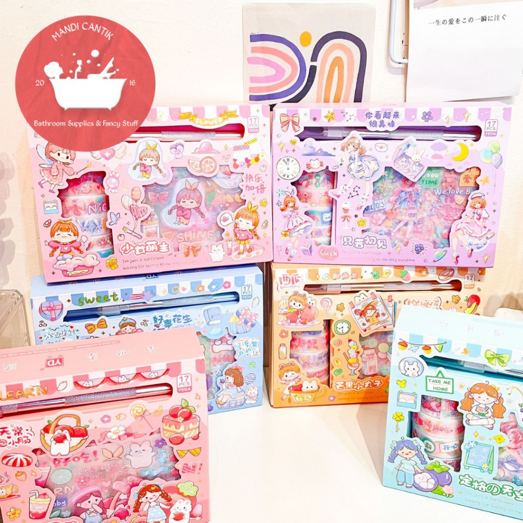 

STIKER YD-17KD PAKET STIKER LENGKAP 6 WASHI TAPE | PISAU STIKER | 12 LEMBAR STIKER MASU MOMO