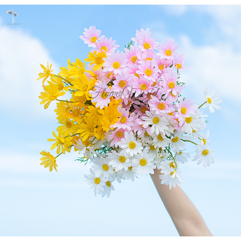 [FlowerWorld]Artificial  Bunga Aster 1 Tangkai 3 Cabang Bahan Kain/Bunga Palsu Plastik Buatan Imitas