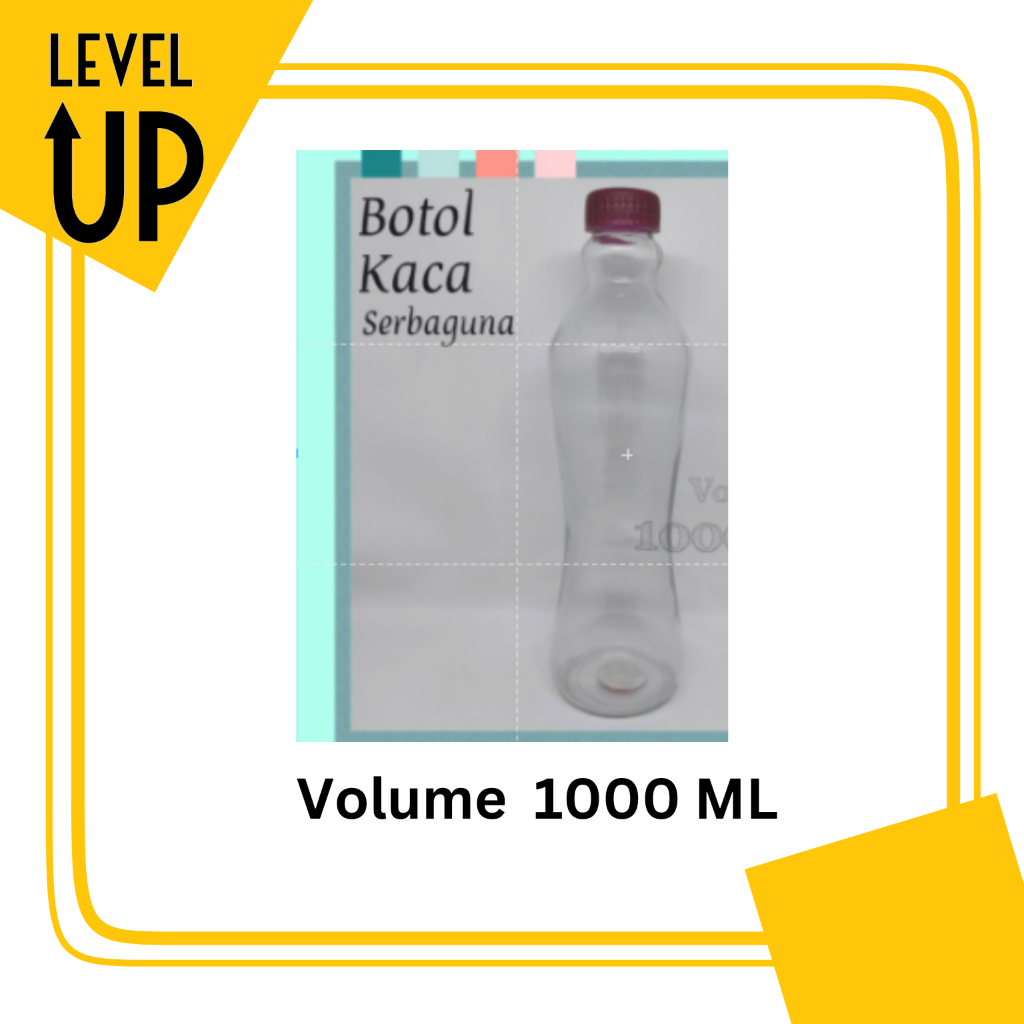 Botol Kaca 1 liter tutup plastik / Minuman Botol kaca 1000ml - botol juice kopi sirup Serbaguna