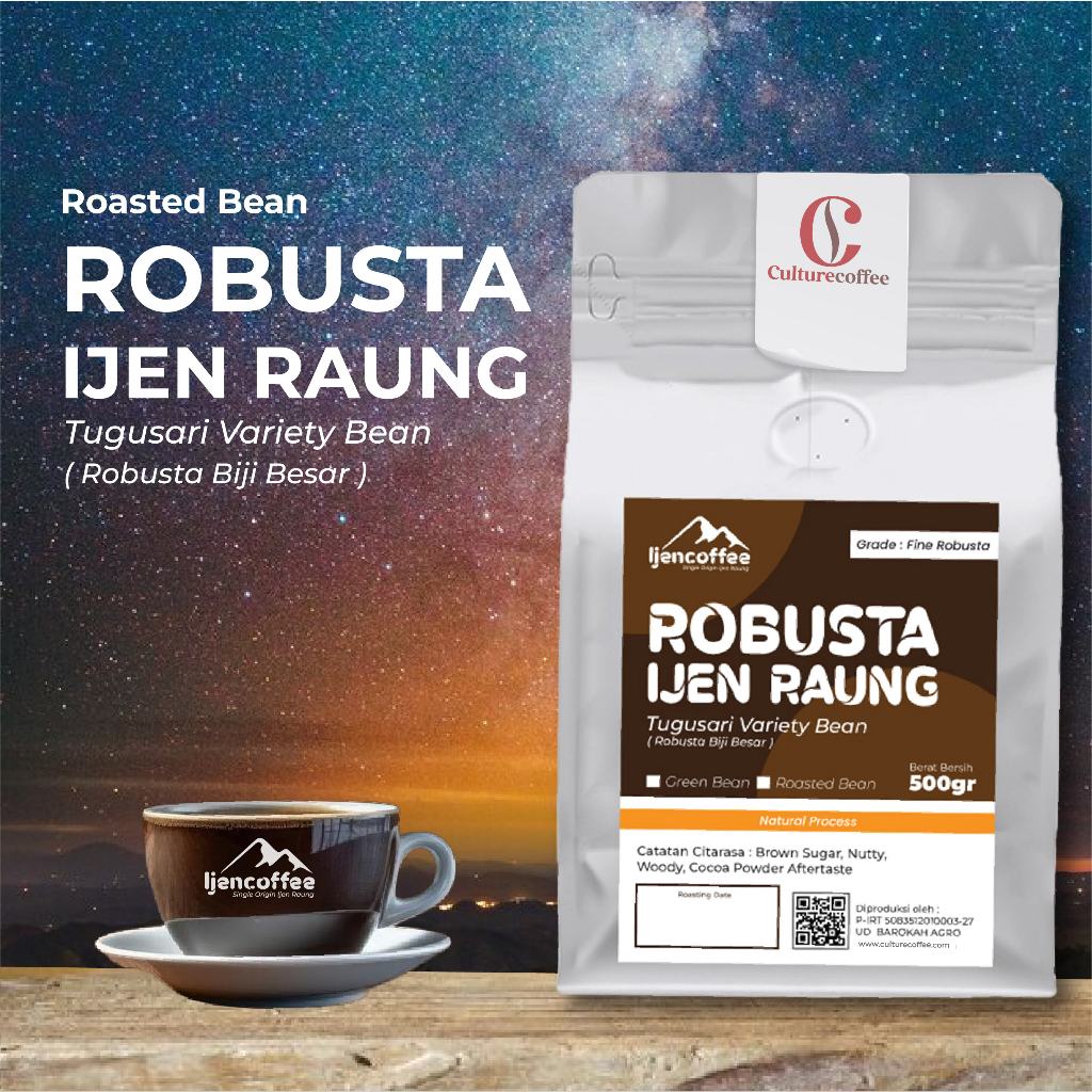 

biji kopi robusta tugusari biji besar 500gr bubuk halus / kopi arabica tugusari biji besar bubuk halus natural proses Grade A - Ijen Coffee