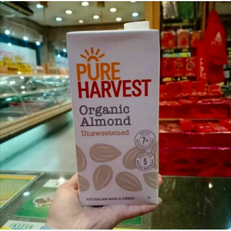 

pure harvest organic almond unsweetened 1L susu kacang australia