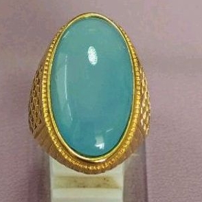 Batu akik cincin biru langit lavender asli (R 9)