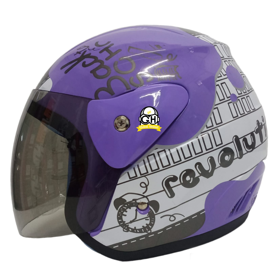 HELM EVOLUTION HELMET HALF FACE MOTIF REVOLUTION UNGU MIRIP SEPERTI HELM GM ORIGINAL UNTUK PRIA DAN 