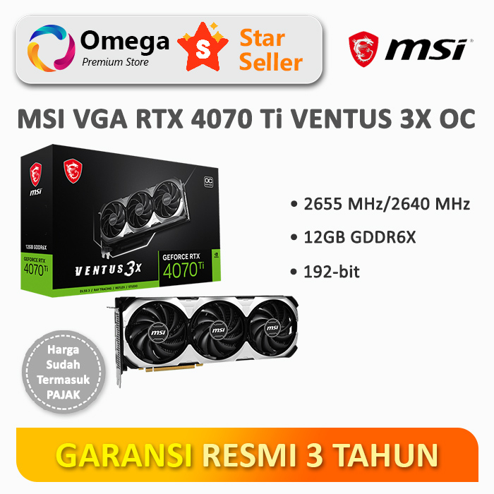 VGA MSI GeForce RTX 4070 Ti VENTUS 3X 12G OC