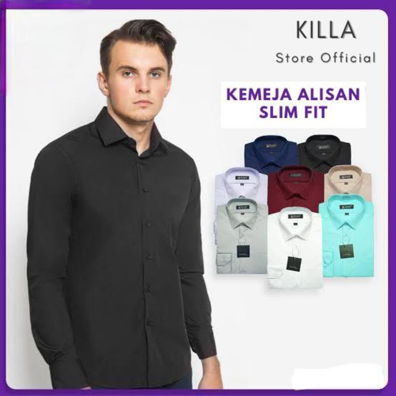 Kemeja ALISAN POLOS SLIM FIT lengan panjang Original