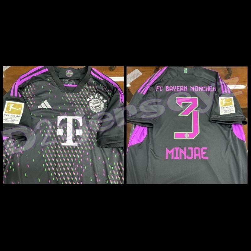 Jersey Bayern Munchen Away 2023 / 2024 + Cetak Nama Nameset Font OFFICIAL Full Patch