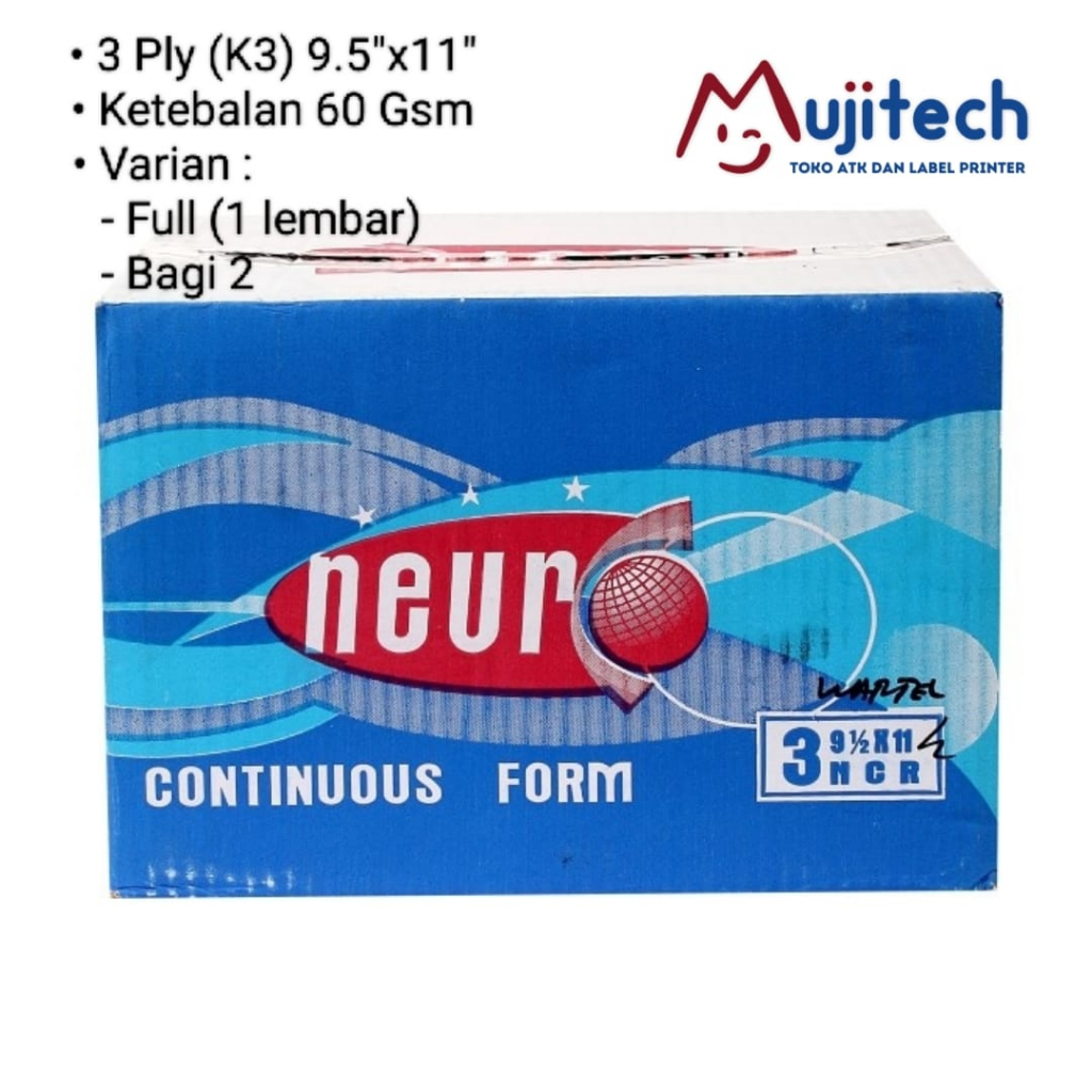 

NEURO KERTAS KOMPUTER PRINTER CONTINUOUS FORM 9,5" x 11" 3 PLY K3 WN