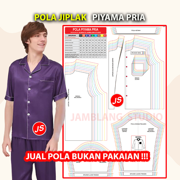 Pola Jiplak Piyama Pria Lengan Panjang