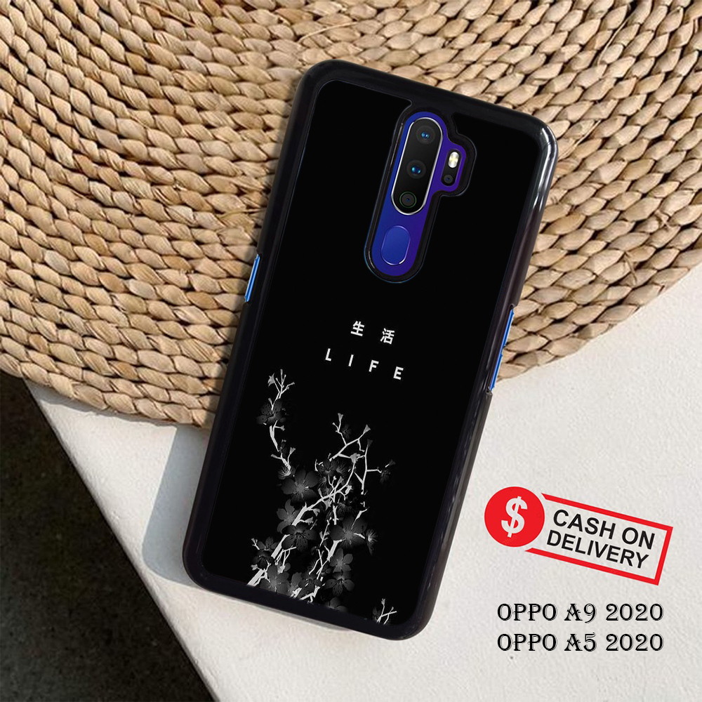 Case Kilau Glossy OPPO A9 2020 / OPPO A5 2020 terbaru Fashion Casing BLACK AESTHETIC  - Pelindung Hp