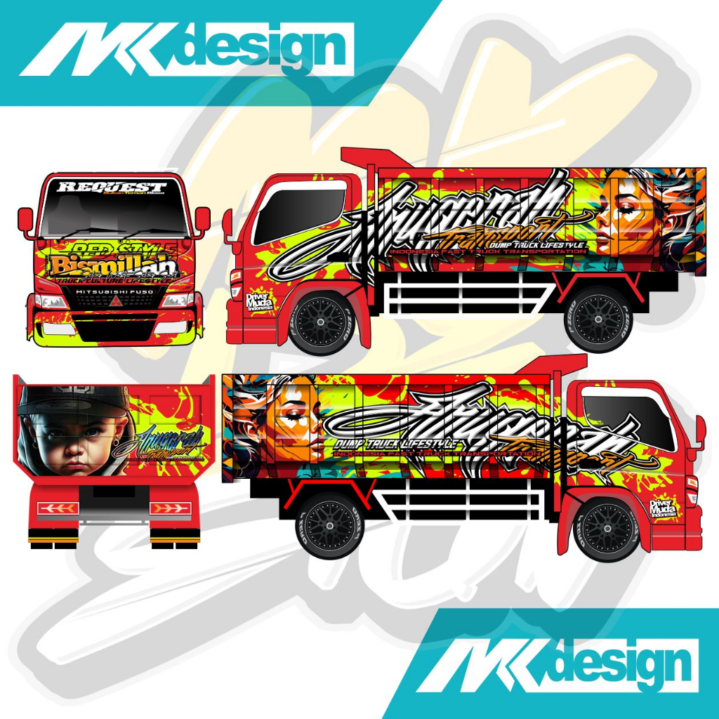 Stiker Decal Full Body Truk Dump Truk Canter Dutro Giga bisa Request