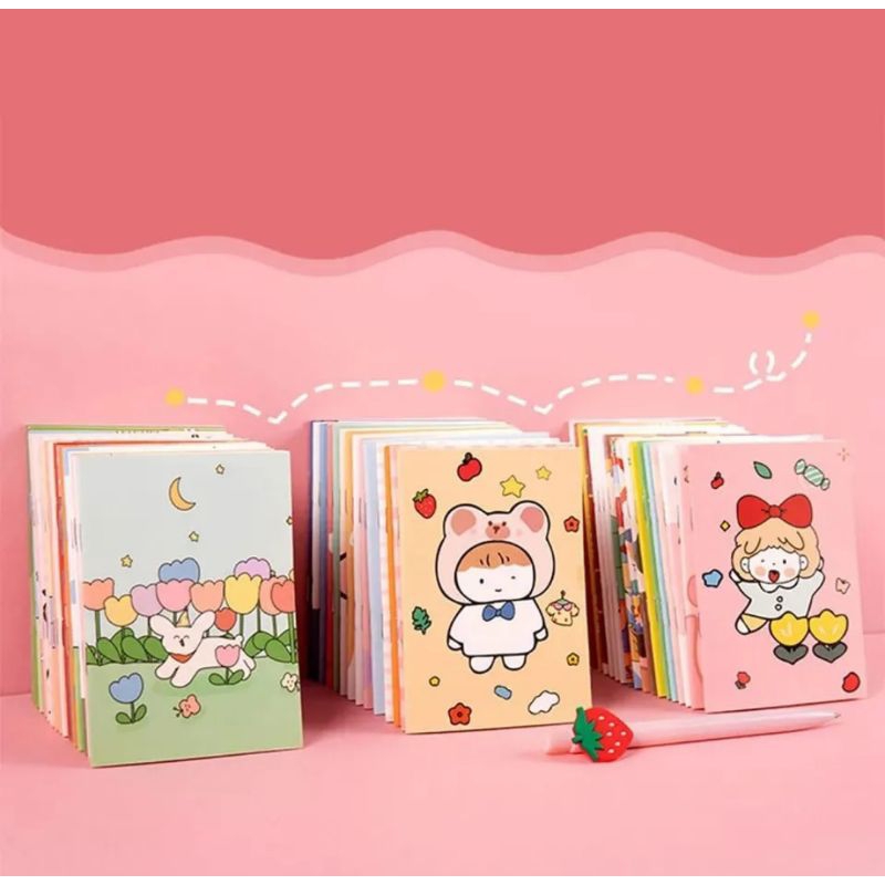 

BUKU TULIS MINI A6 CUTE NOTEBOOK MINI CATATAN KECIL LUCU ( BISA REQUEST MOTIF )