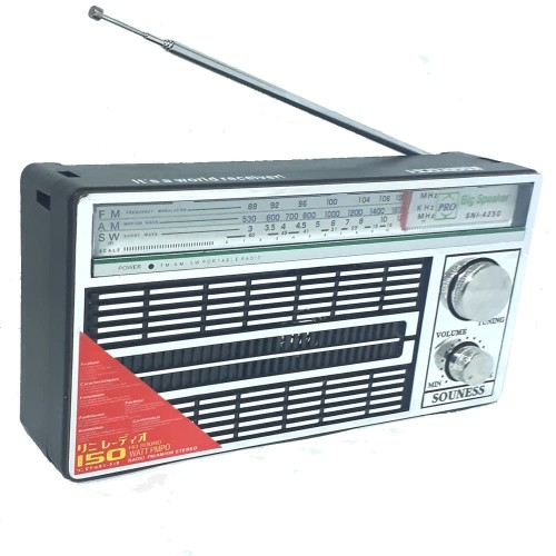 Radio Jadul Souness Radio Portable AC/DC 3 Band FM/AM/SW SNI-4250