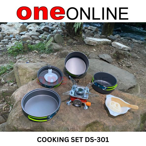 Alat Masak 4 Wajan 1 Kompor Cooking Set DS301 & Stove K202 Camping Outdoor