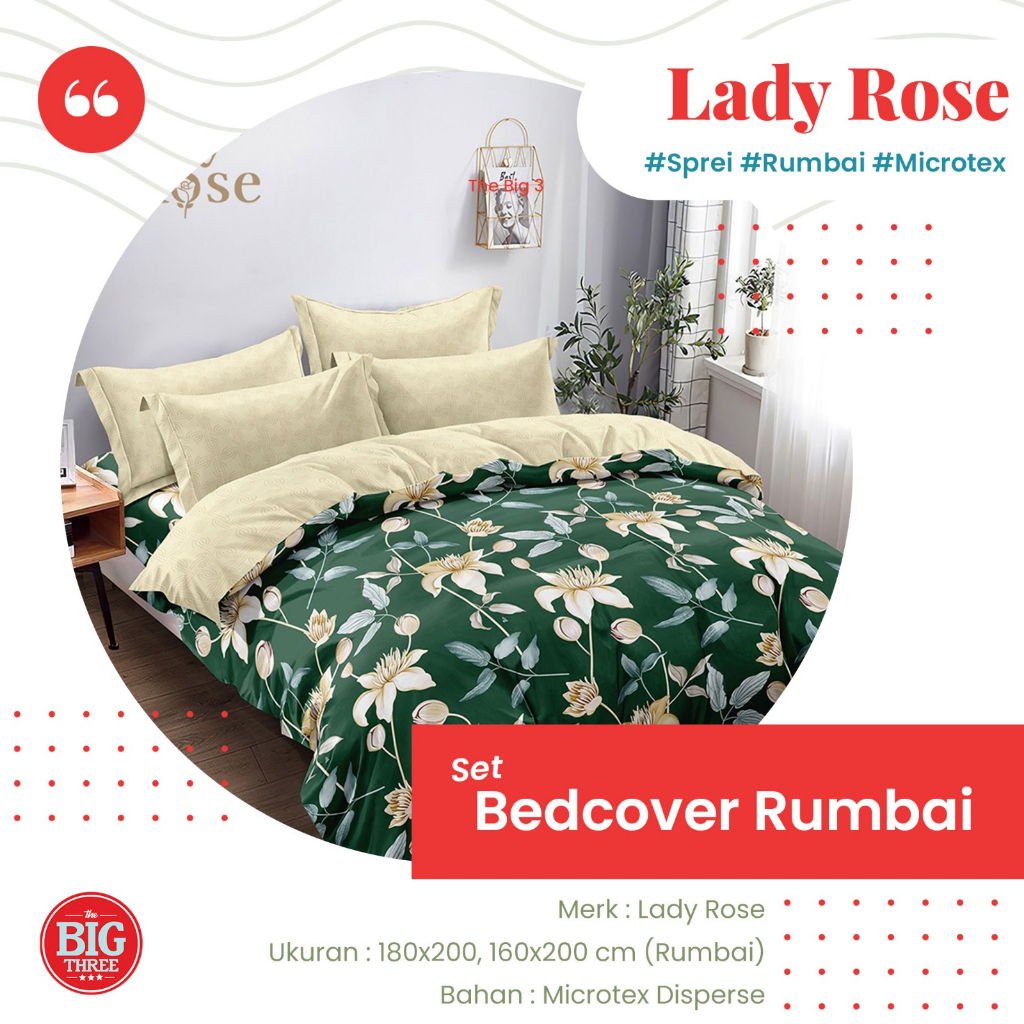 Bedcover + Sprei rumbai 180x200 / 160x200 Lady Rose motif Medira Poppy Okta Nadya Walter Tundra Will