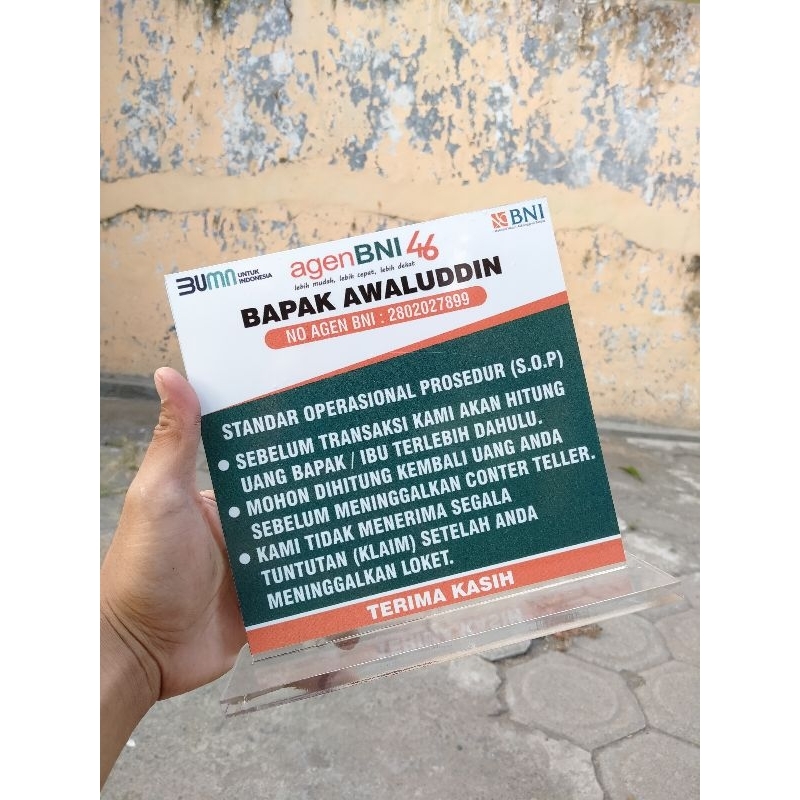 

UKURAN 18X18CM PAPAN AGEN BNI AKRILIK